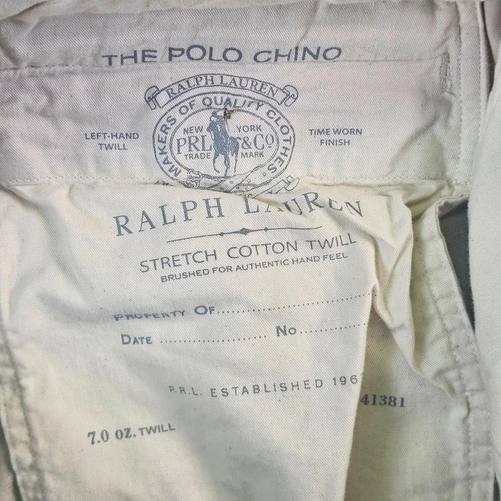 Polo Ralph Lauren Polo Chino Pants Mens 38x32 Beige Slim Stretch Straight Casual